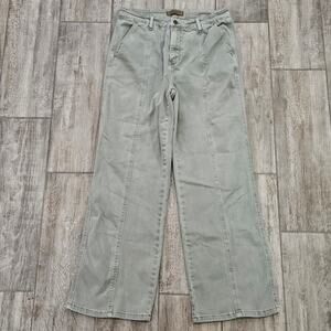 Judy Blue Garment Dyed Jeans Women 32 Wide Leg High Rise Green Stretch Casual